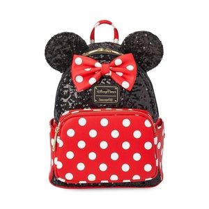 Disney Parks Minnie Mouse Sequin and Polka Dot Loungefly Mini Backpack